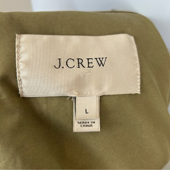 J Crew Field Jacket Womens L Olive Green Cotton Military Anorak Ripstop Hooded - Picture 9 of 11